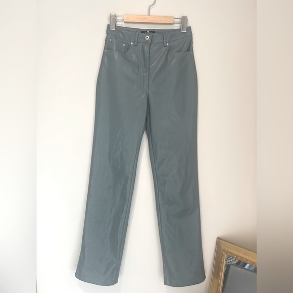 7 For All Mankind Straight Leg High Waisted Vegan Leather Pants size XS - Picture 7 of 13